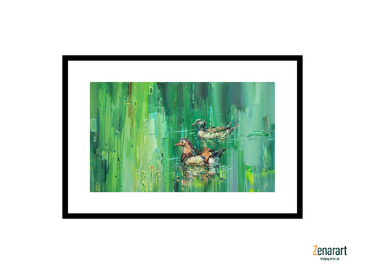 Ducks Gliding on Emerald Waters