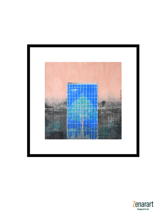 Urban Arbor in Blue Grid