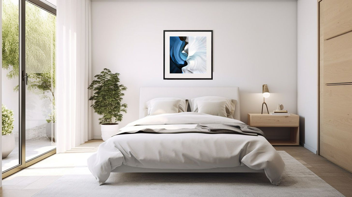Serene beauty captured in blue and white hues