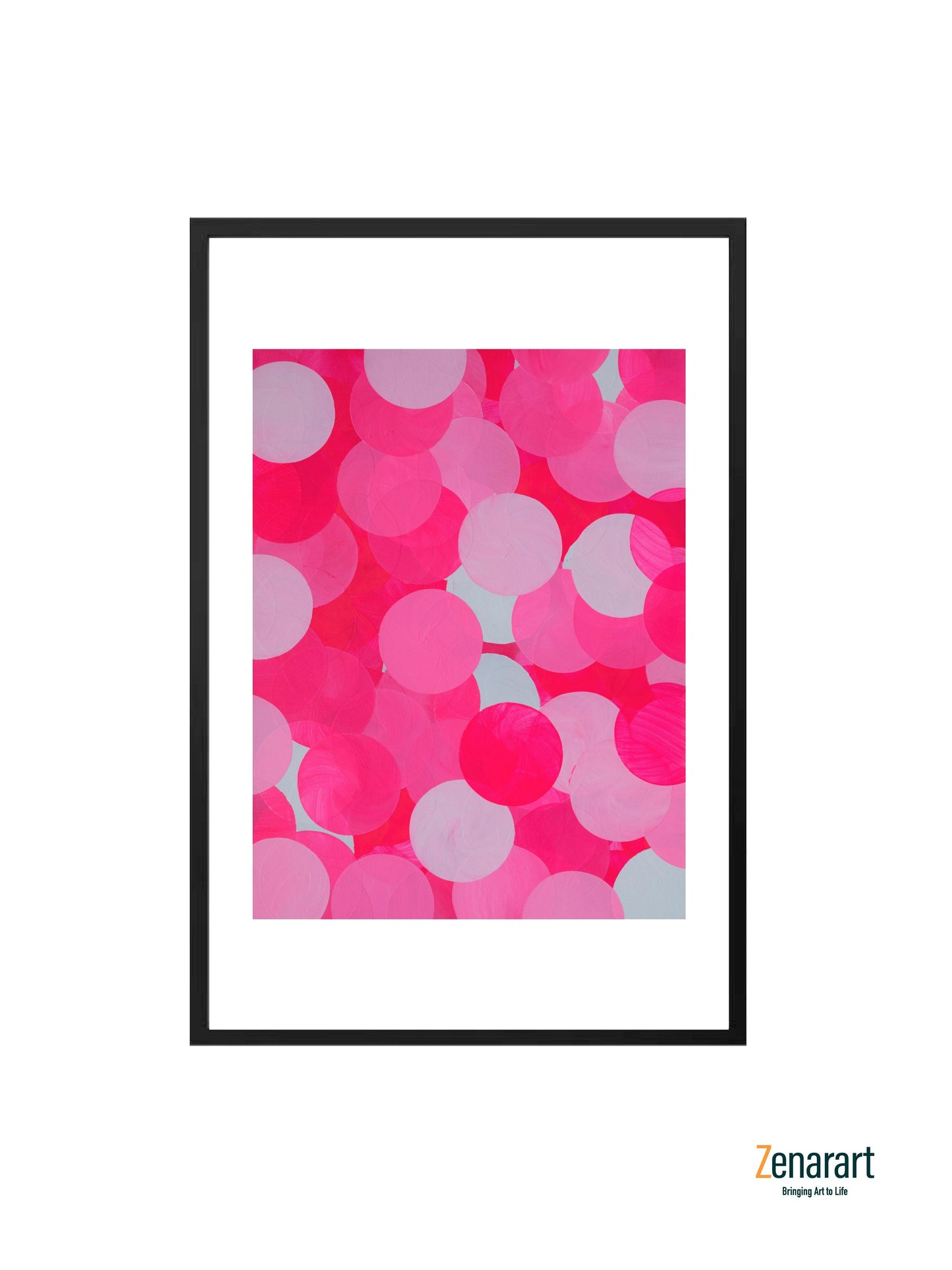 Soft pink circles on a white and pink backdrop