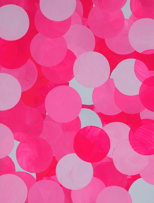 Soft pink circles on a white and pink backdrop